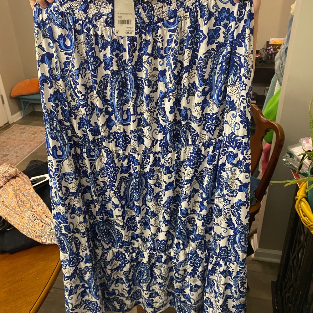 Blue and White Paisley Skirt